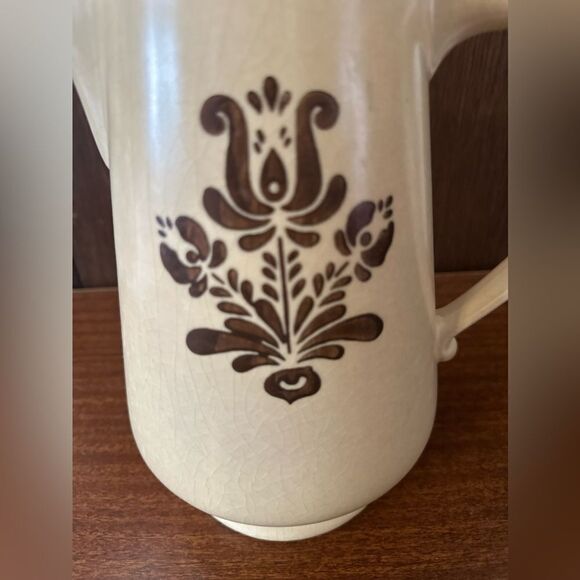 Vintage 1970s Pfaltzgraff Village Cream Pitcher with Brown Floral Design - Picture 3 of 7